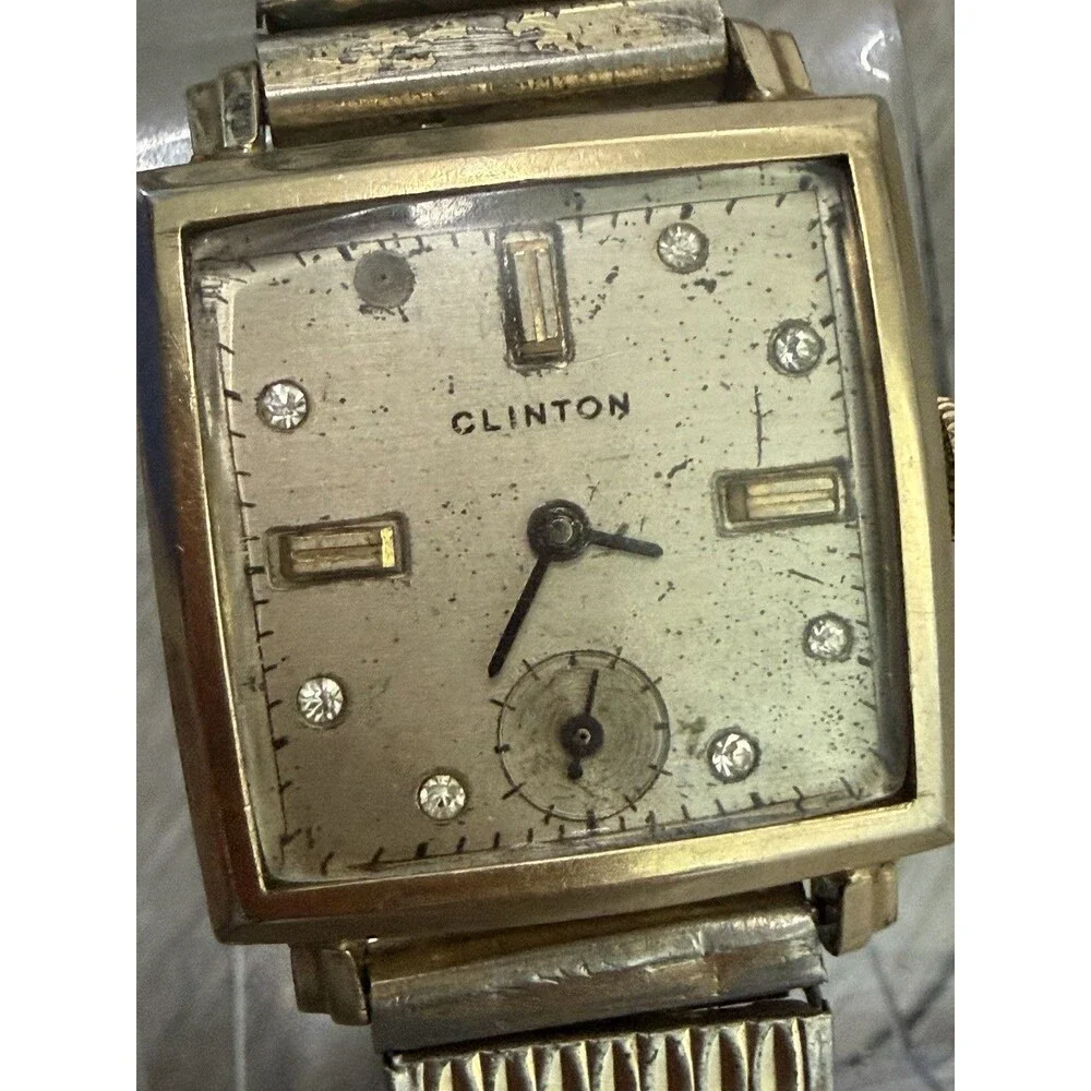 Vintage Clinton Tank Watch 30mm Mechanical Running